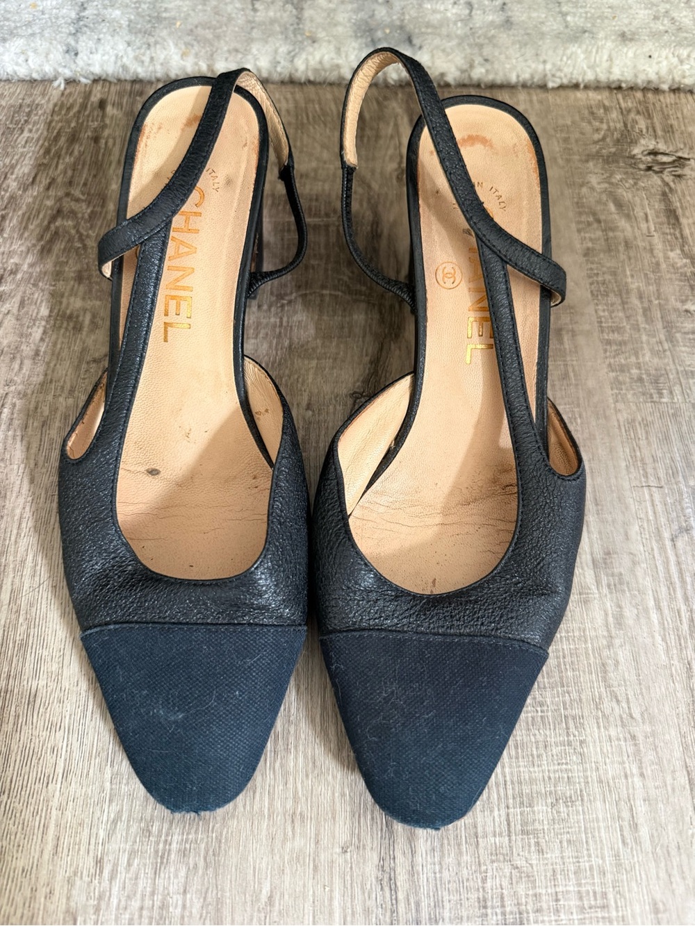 Authentic CHANEL Slingbacks black 37
